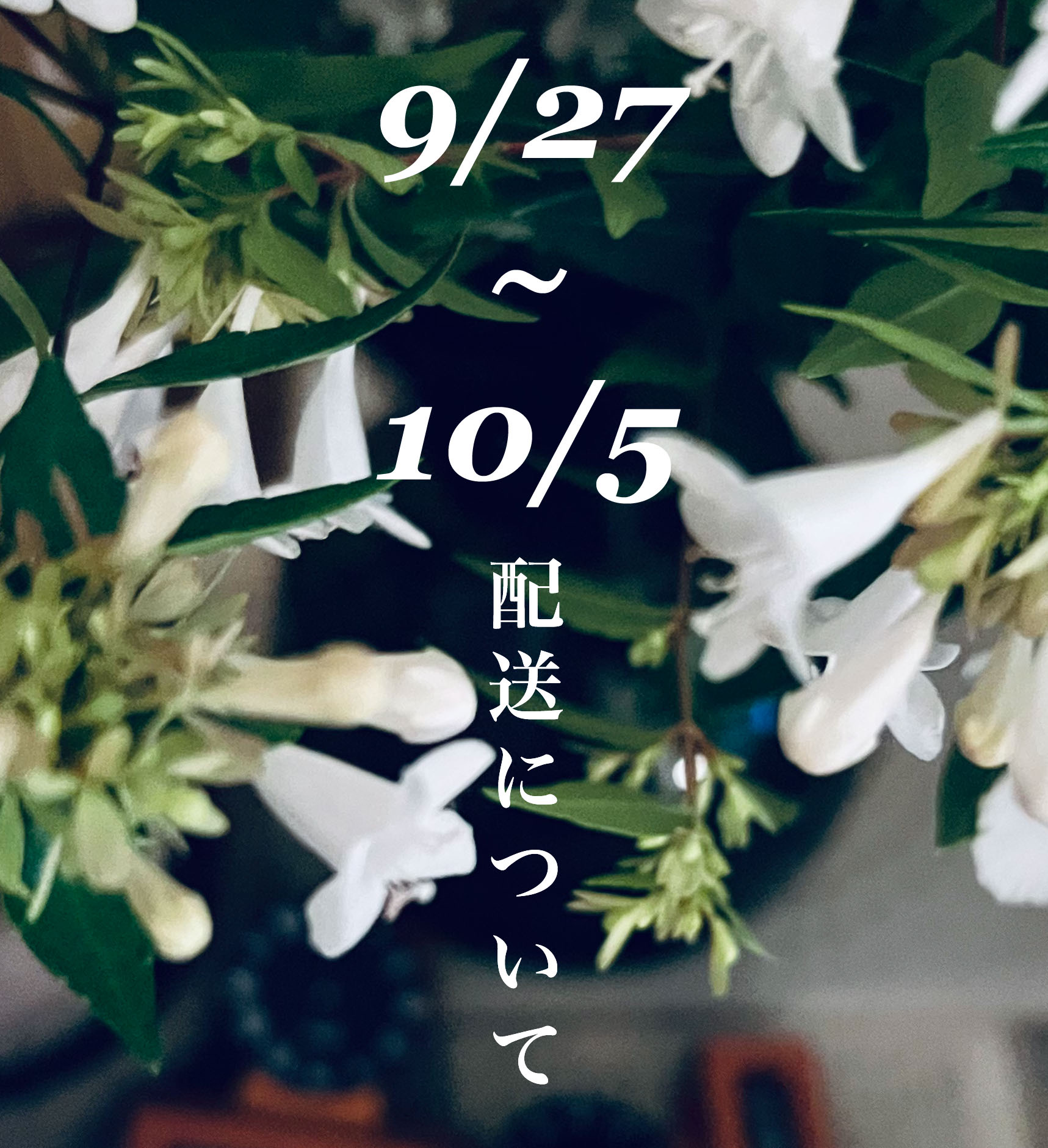 【お知らせ】9/25~10/5までの配送について