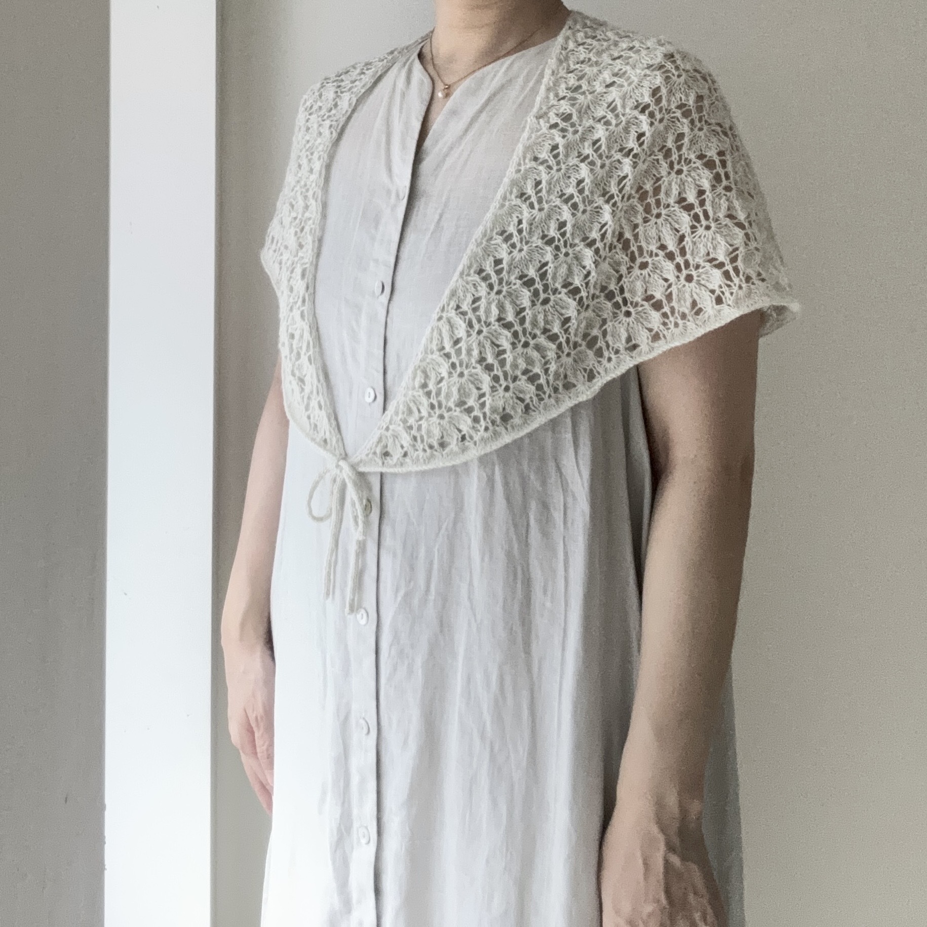 シャイニーヤーンで編むショール/Hirose Midoriさんデザイン「Bloom Bloom」