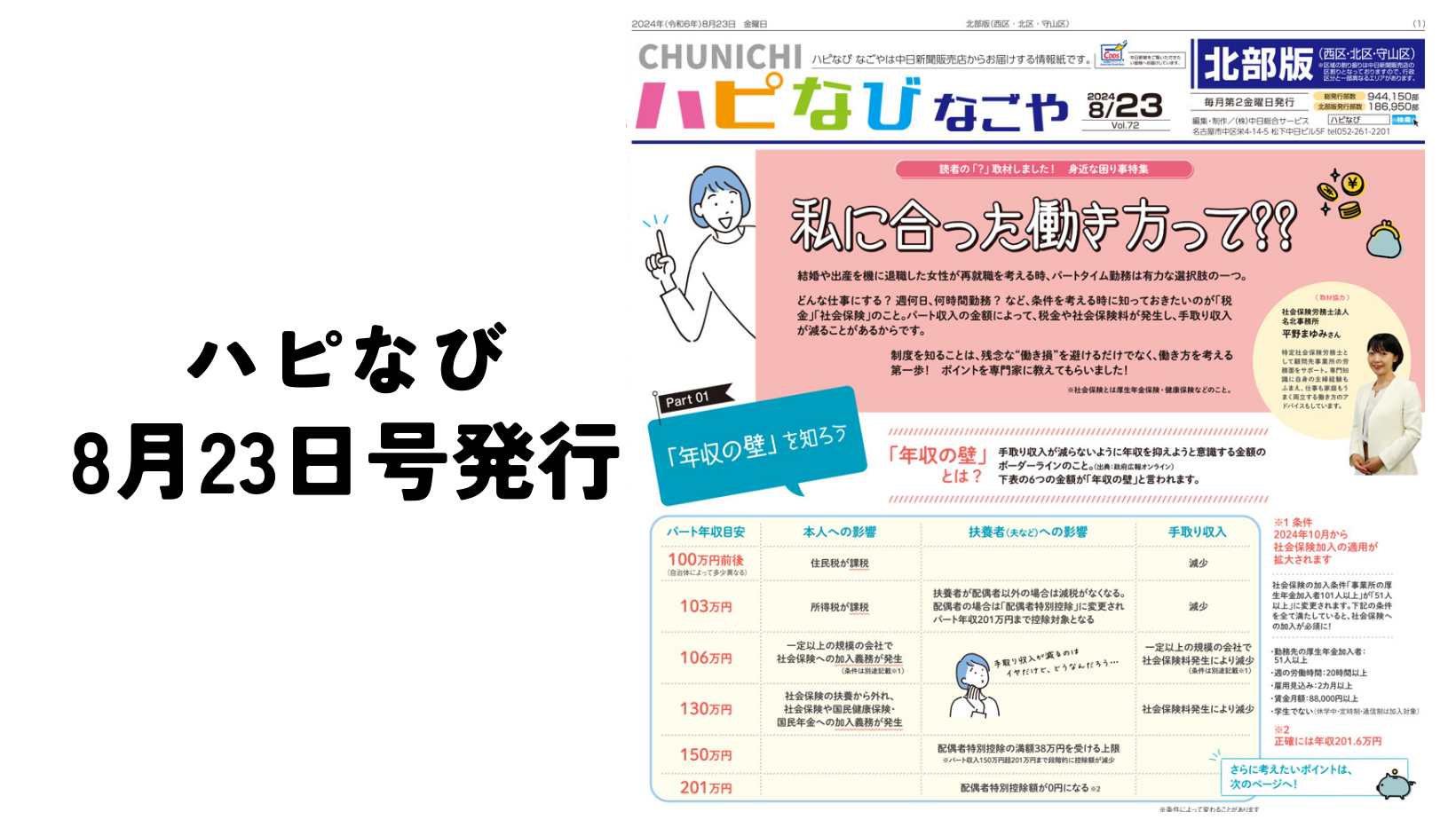 本日は「ハピなびなごや8月号」発行日です