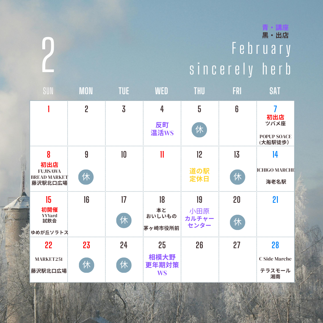 2026年2月のスケジュール