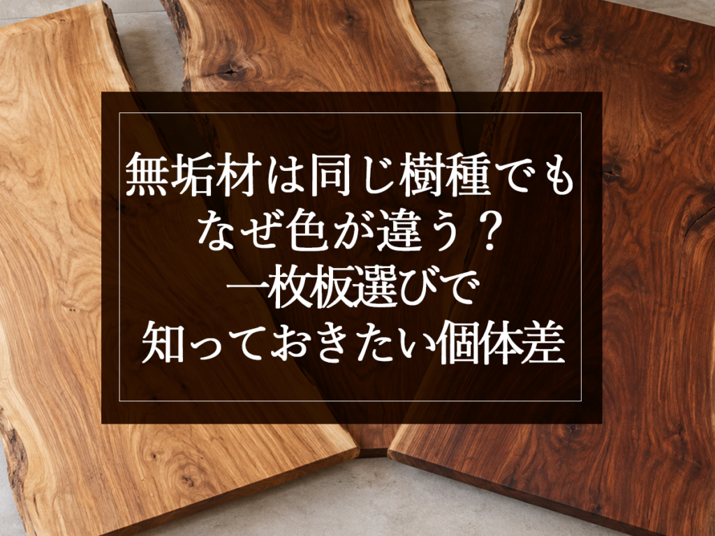 [銘木日記更新] 無垢材は同じ樹種でもなぜ色が違う？一枚板選びで知っておきたい個体差