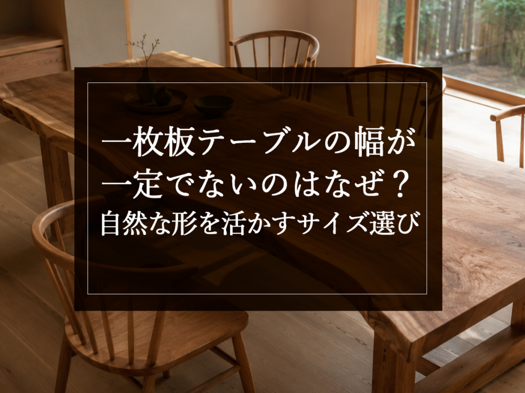 [銘木日記更新] 一枚板テーブルの幅が一定でないのはなぜ？自然な形を活かすサイズ選び