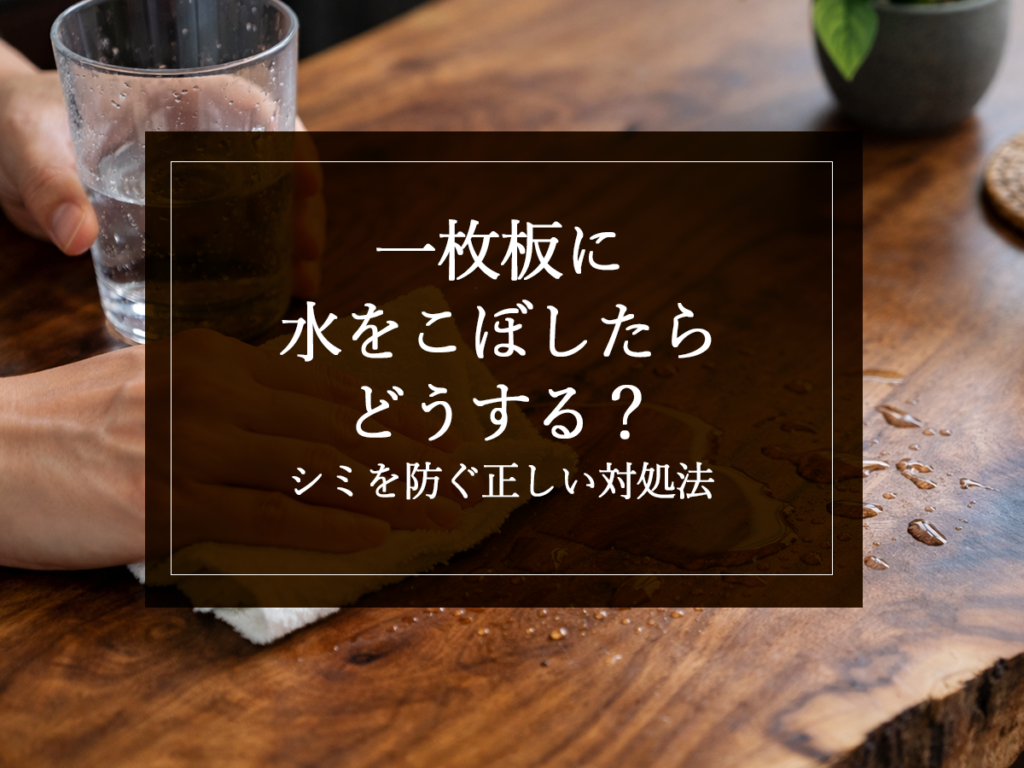 [銘木日記更新] 一枚板に水をこぼしたらどうする？シミを防ぐ正しい対処法