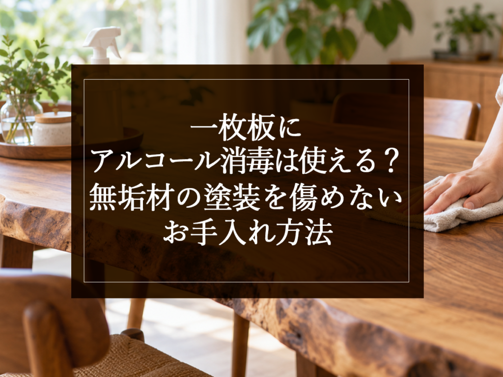 [銘木日記更新] 一枚板にアルコール消毒は使える？無垢材の塗装を傷めないお手入れ方法