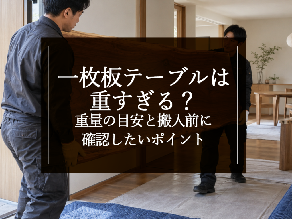 [銘木日記更新] 一枚板テーブルは重すぎる？重量の目安と搬入前に確認したいポイント