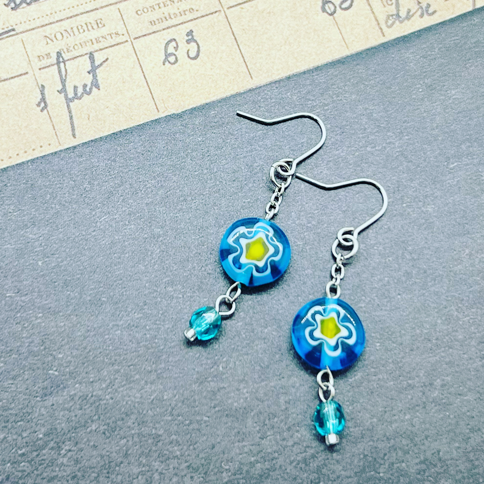 ミルフィオリ、ガラスビーズ、ベネチアンガラス、トンボ玉。