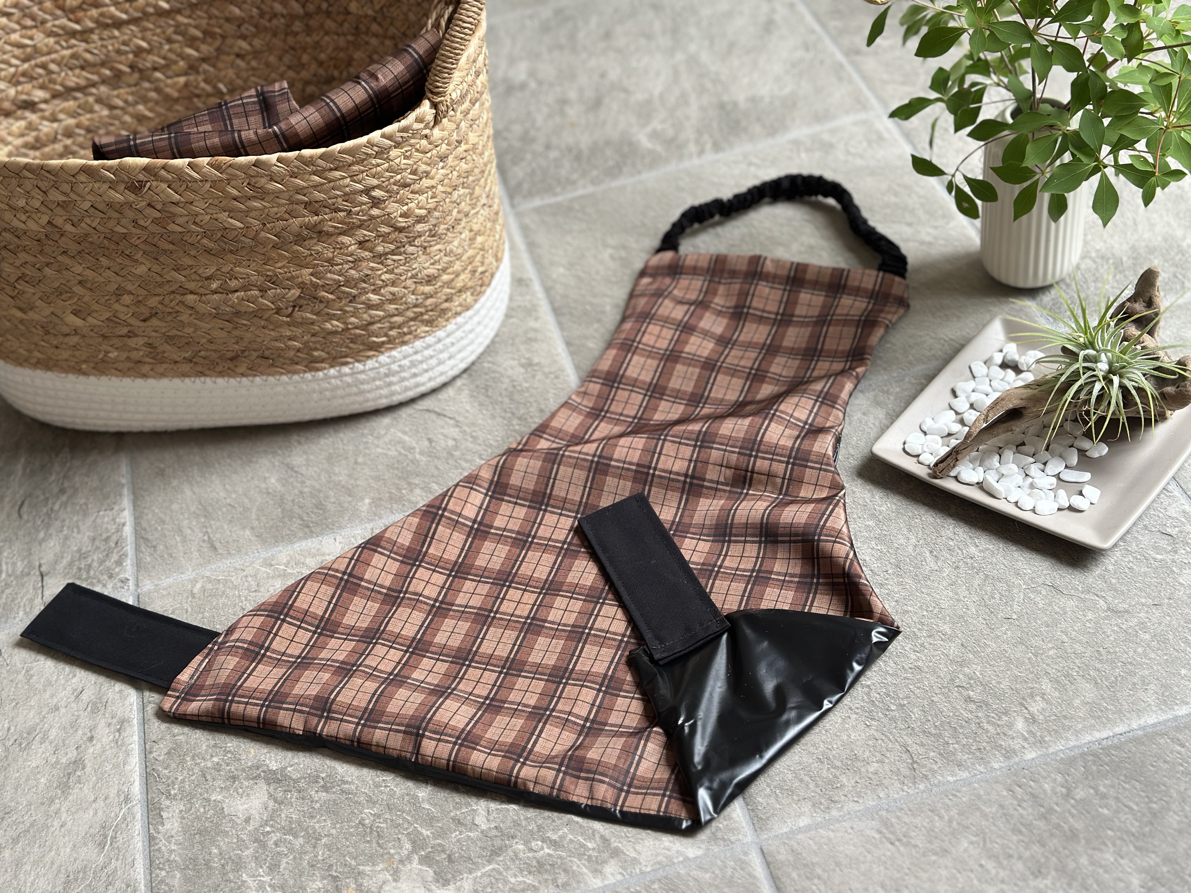 Chestnut Check* お腹汚れ防止エプロン