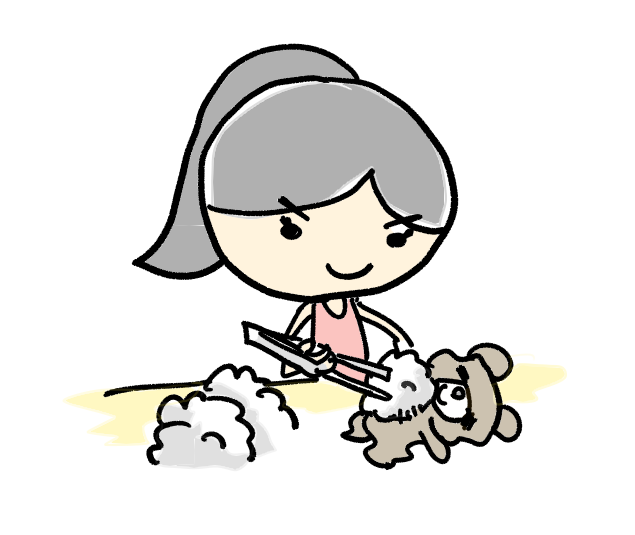 ぬいぐるみの綿詰め。