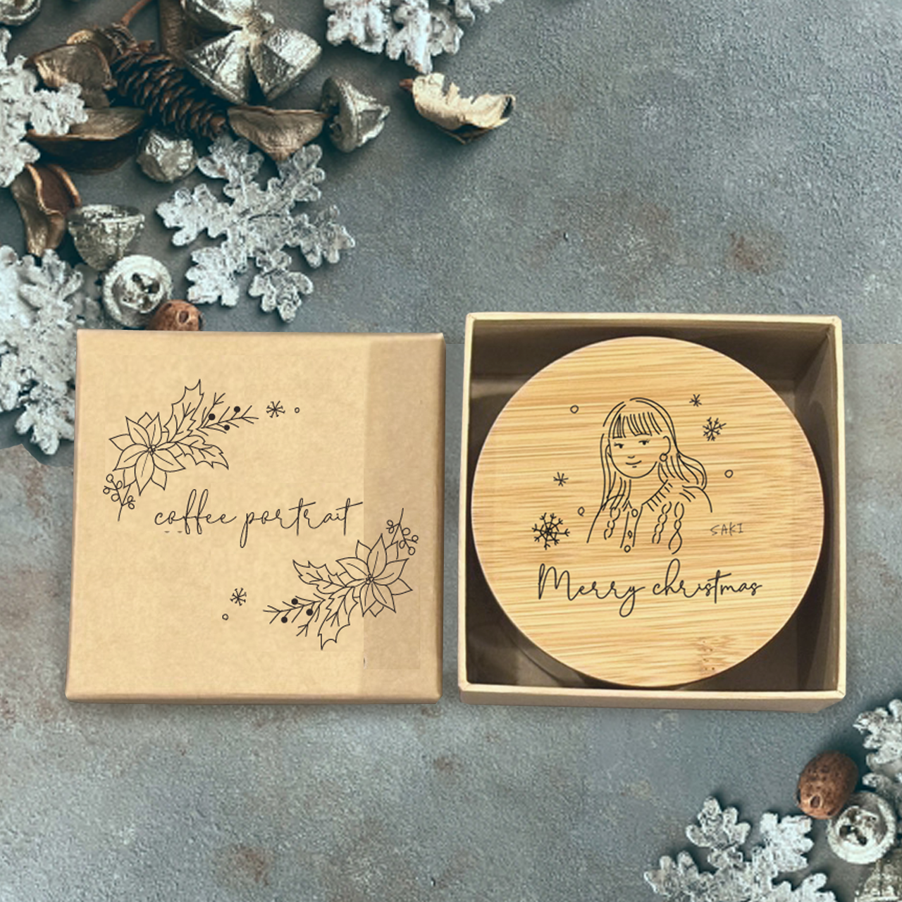 クリスマス限定の似顔絵コーヒー販売