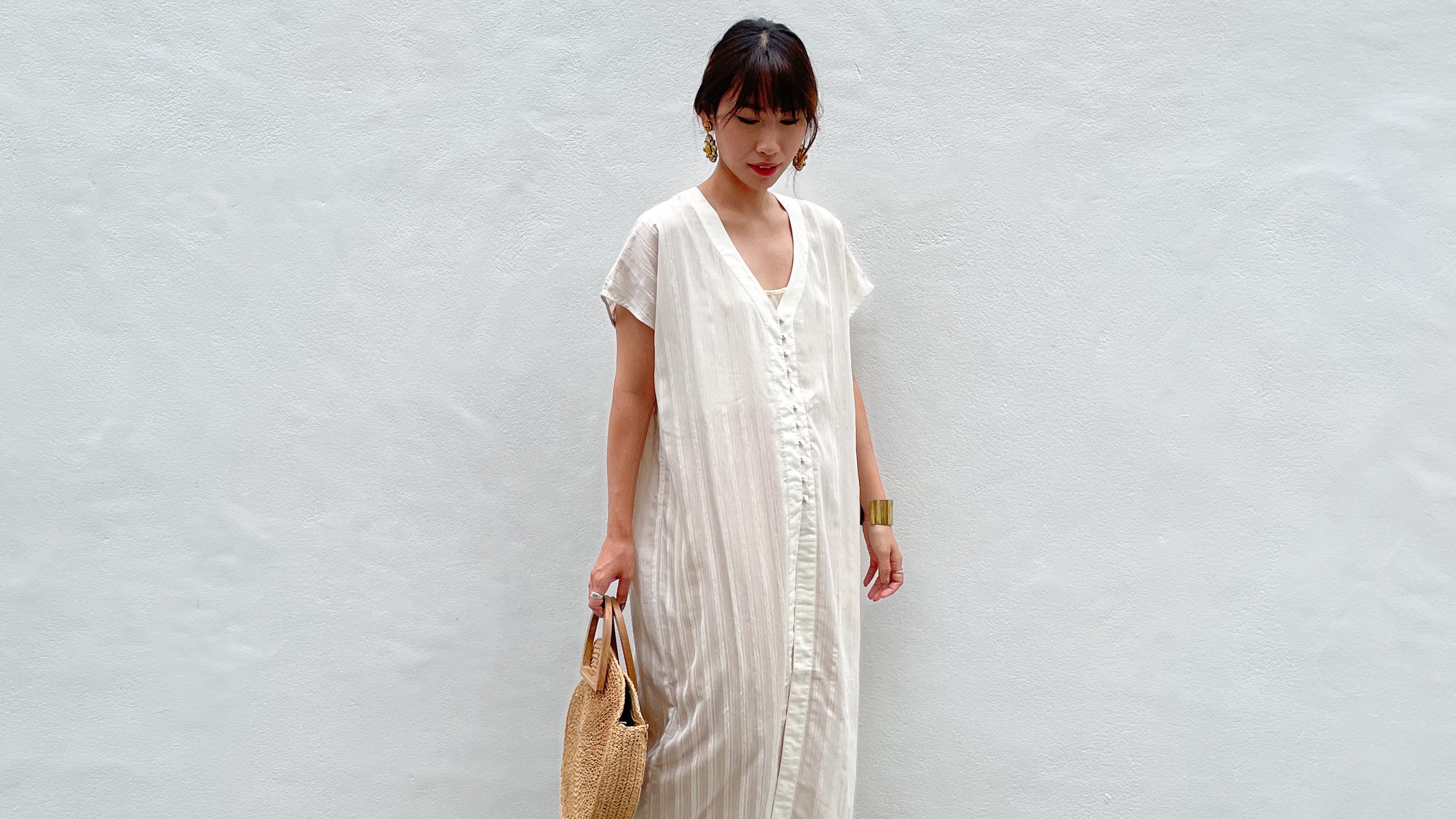 【new-item】2,695YEN！ドビーストライプシャツワンピース