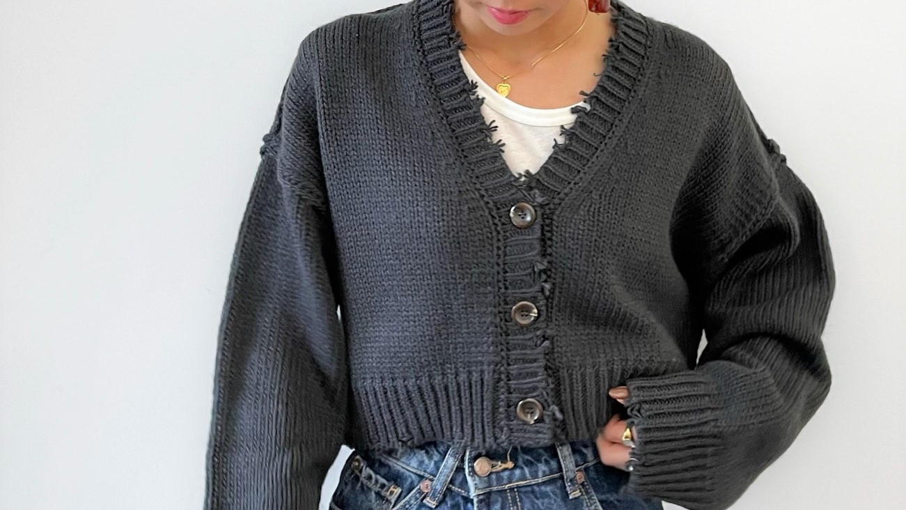 【new-item】2,173YEN！クラッシュニットショートカーディガン