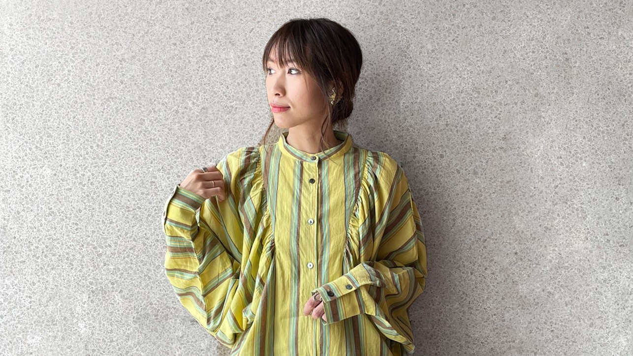 【new-item】2,695YEN！マルチストライプギャザーシャツ