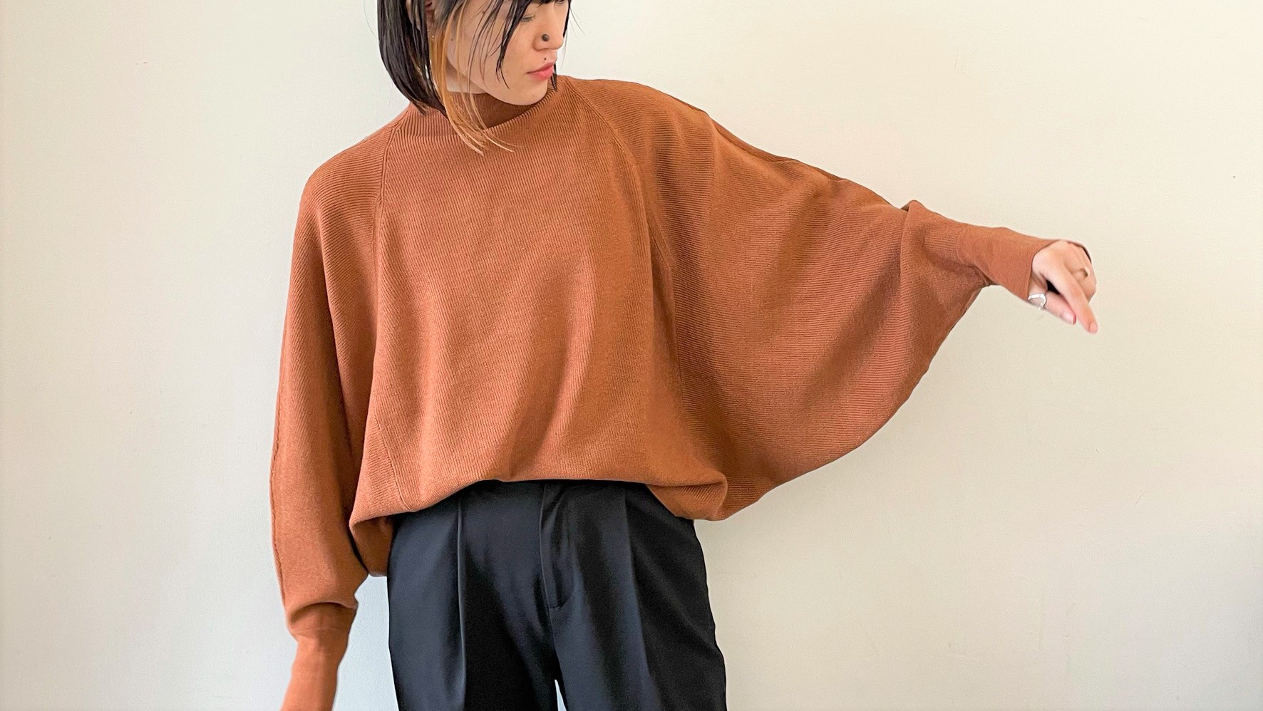 【new-item】1,738YEN！ボトルネックドルマンニットプルオーバー