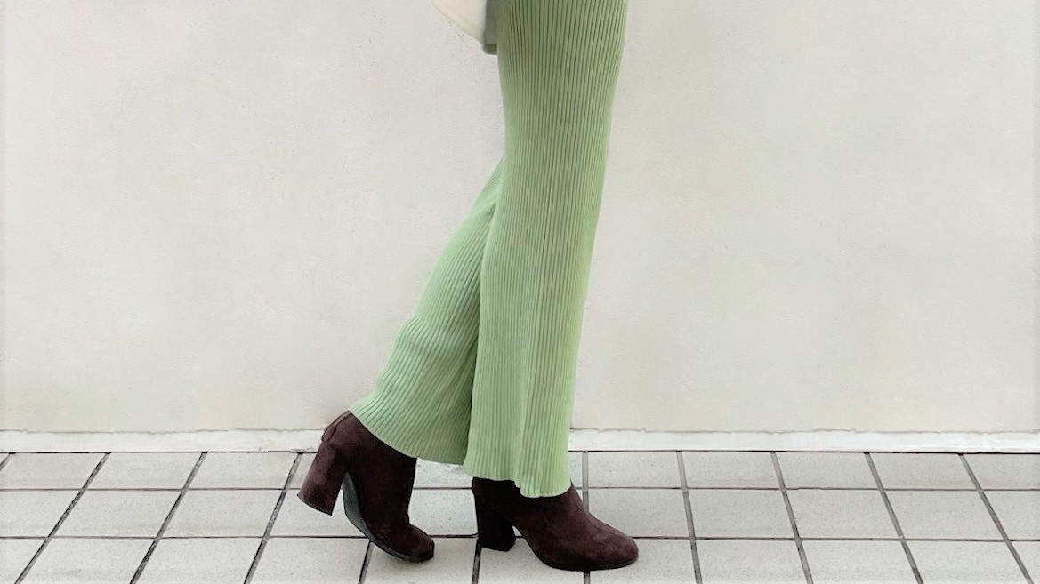 【new-item】1,518YEN！フレアリブニットパンツ