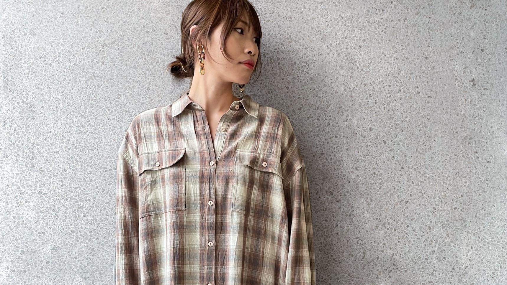 【new-item】2,695YEN！オンブレチェックシャツワンピース