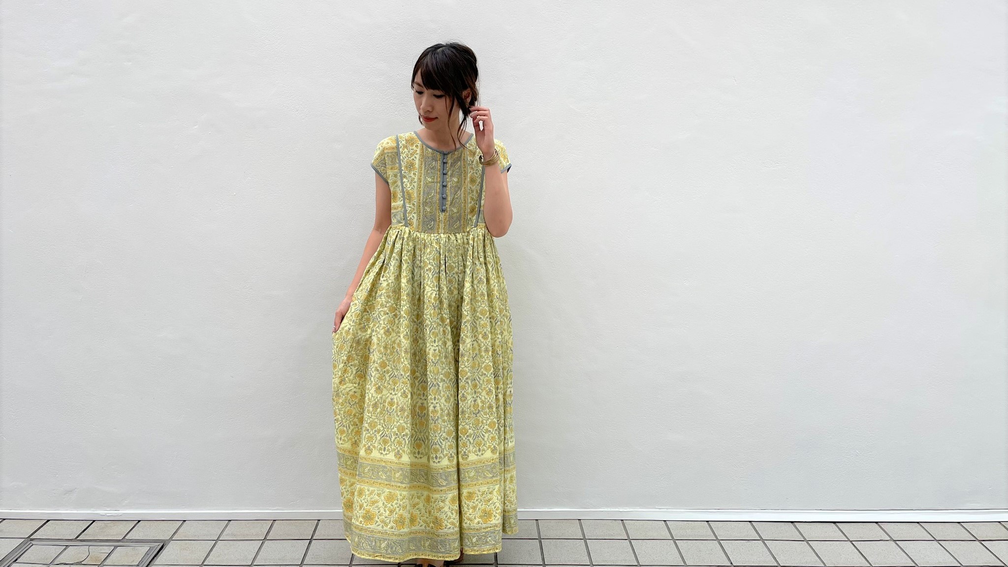 【new-item】2,695YEN！ブロックプリントワンピース