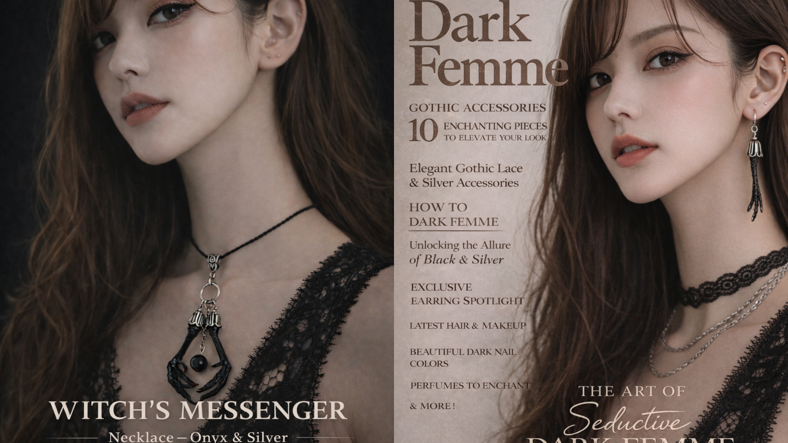 魔女の使者シリーズ新作展示｜月下の足音 イヤリング・魔女の使者 ネックレス オニキス シルバー