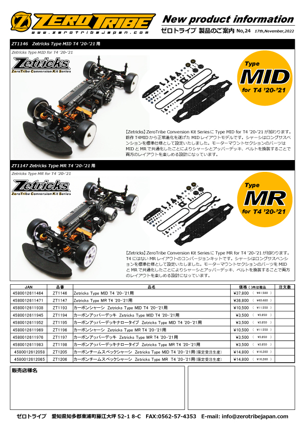 Zetricks Type MID/MR for T4 ’20-’21の発表です。