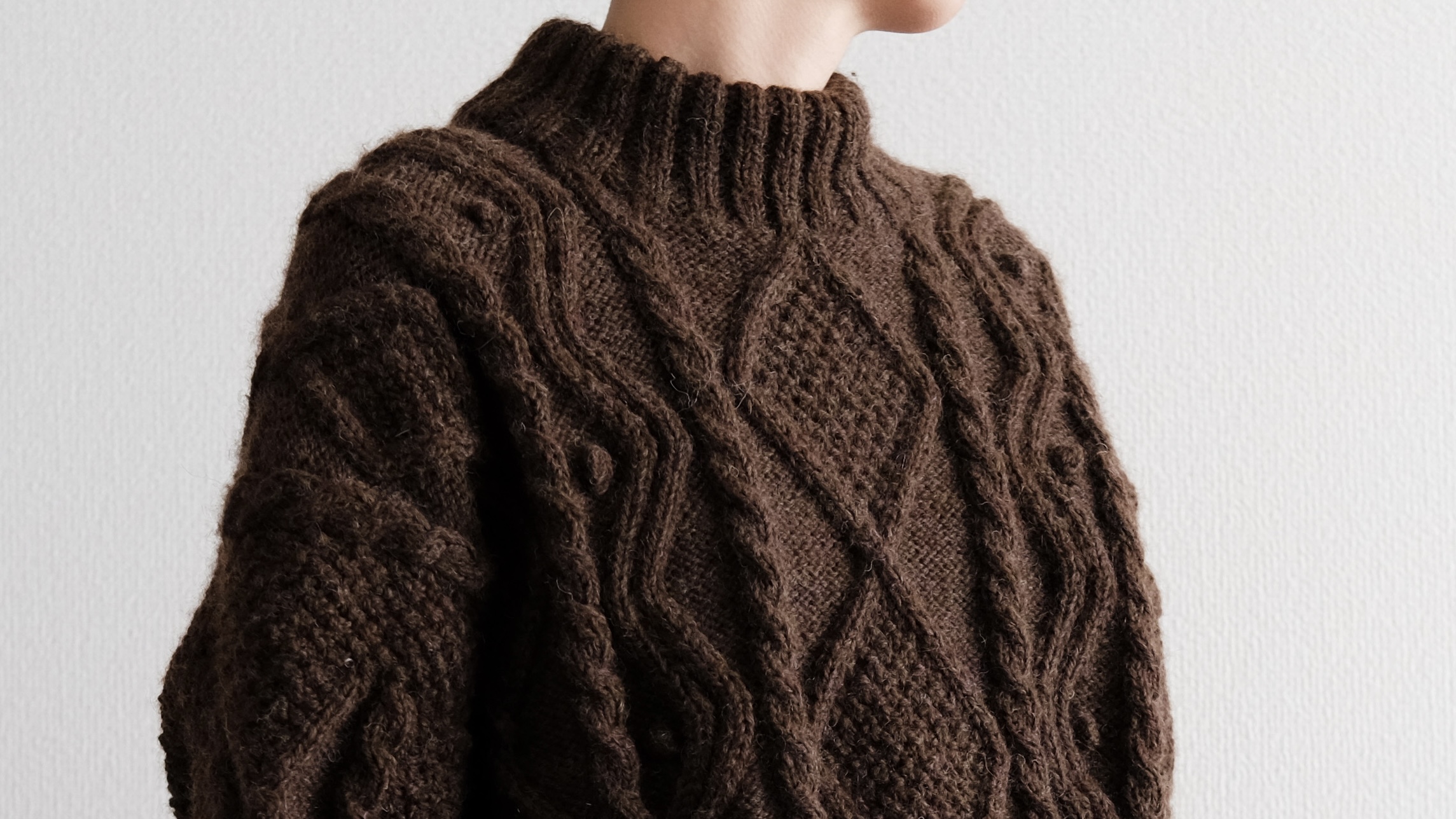 Diamond Aran Sweater -Brown-  by HELLO, HYGGE LIFE