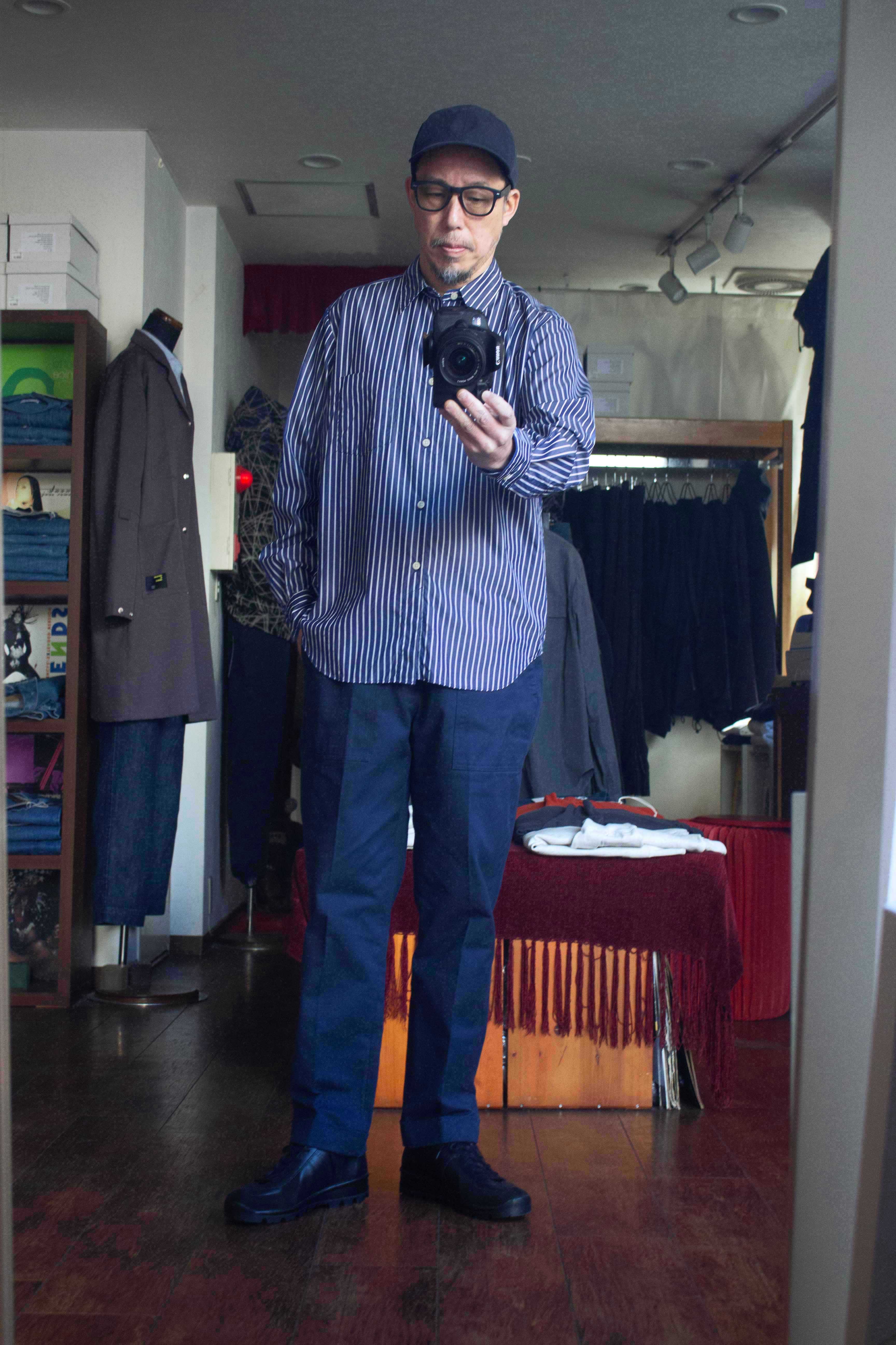 Manual alphabet Highcount Stripe Loose Fit Shirt M