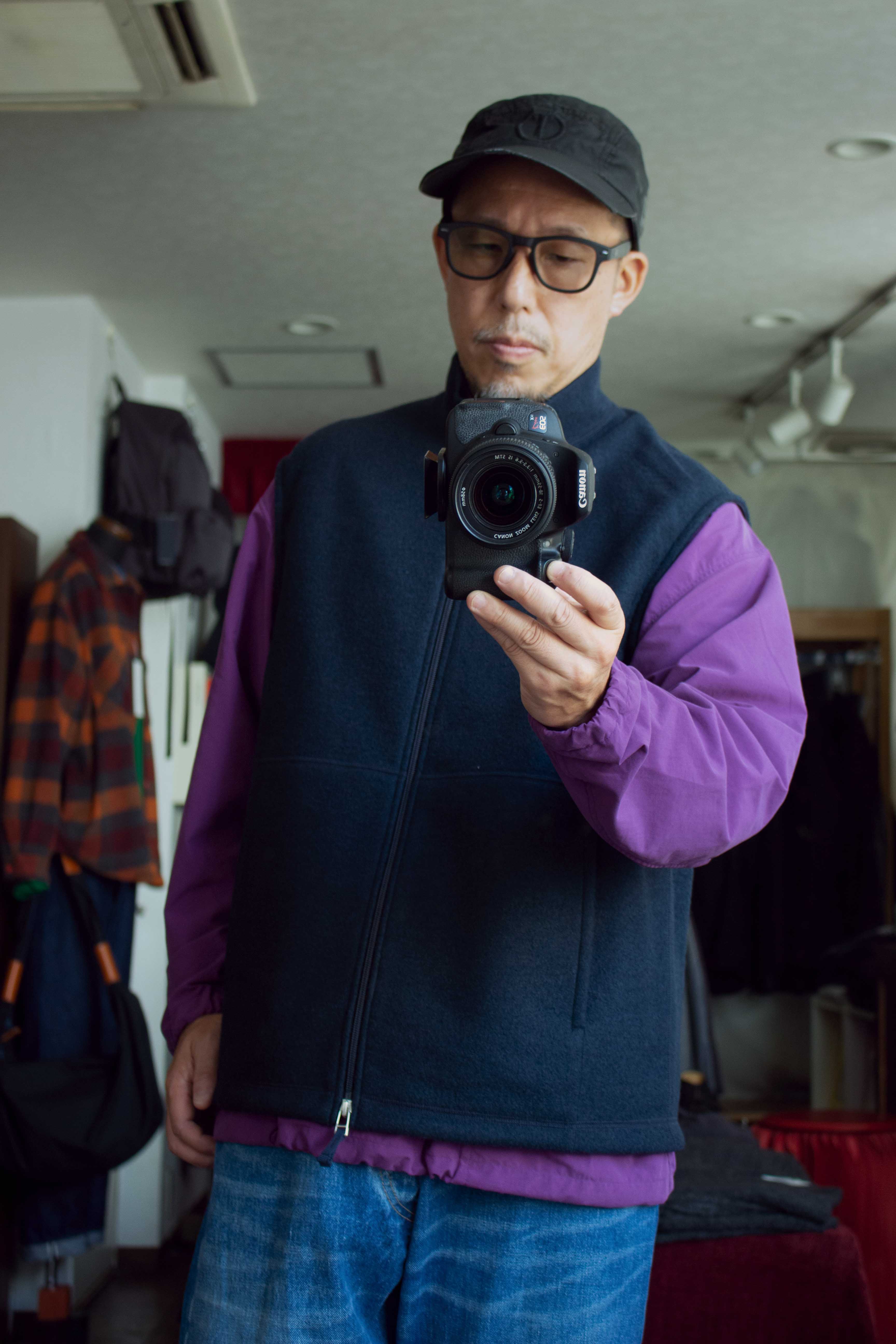 Still by hand ウールナイロンジップベストVE02233