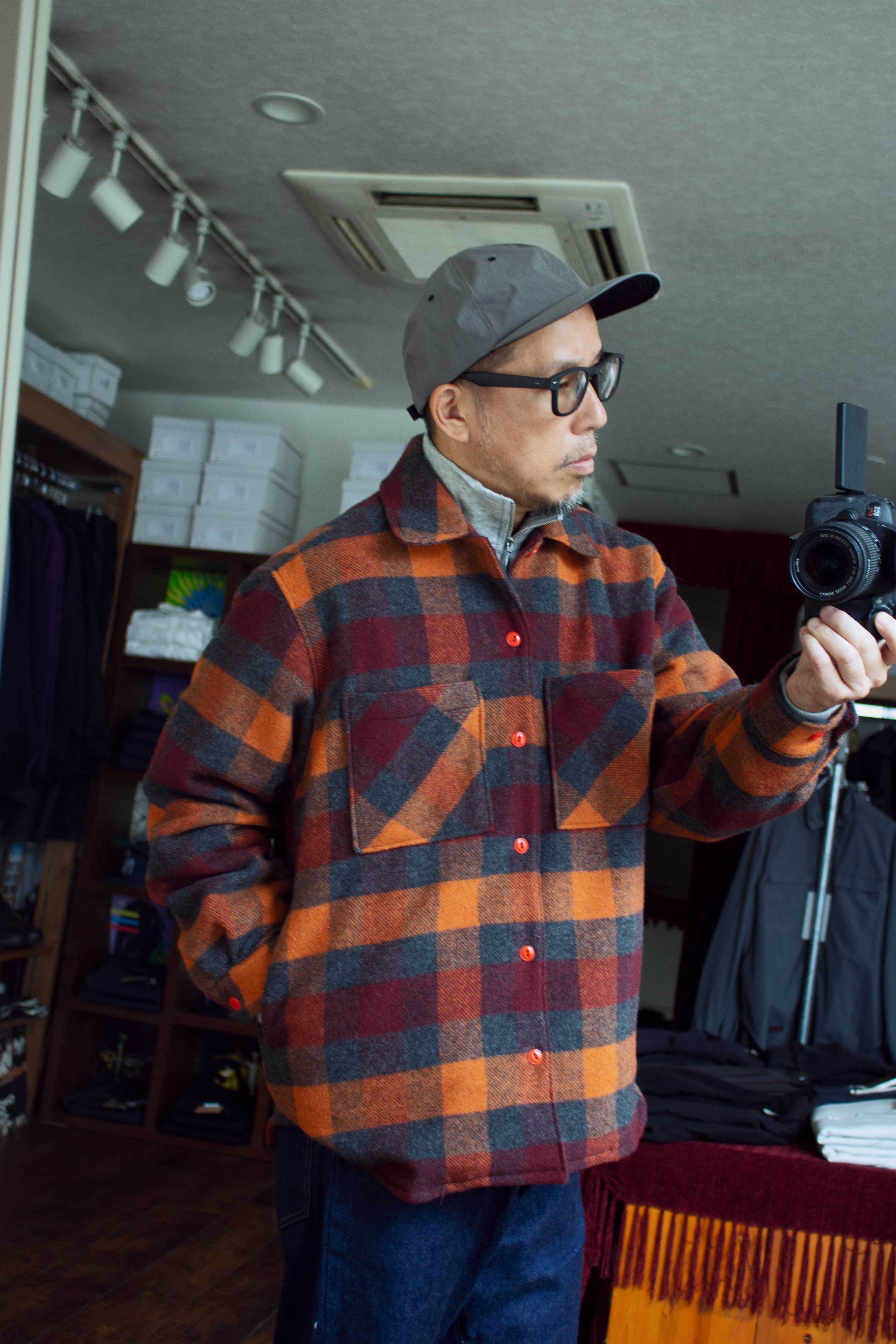 Manual alphabet Wool Check Shirt Jacket MA-Sー701