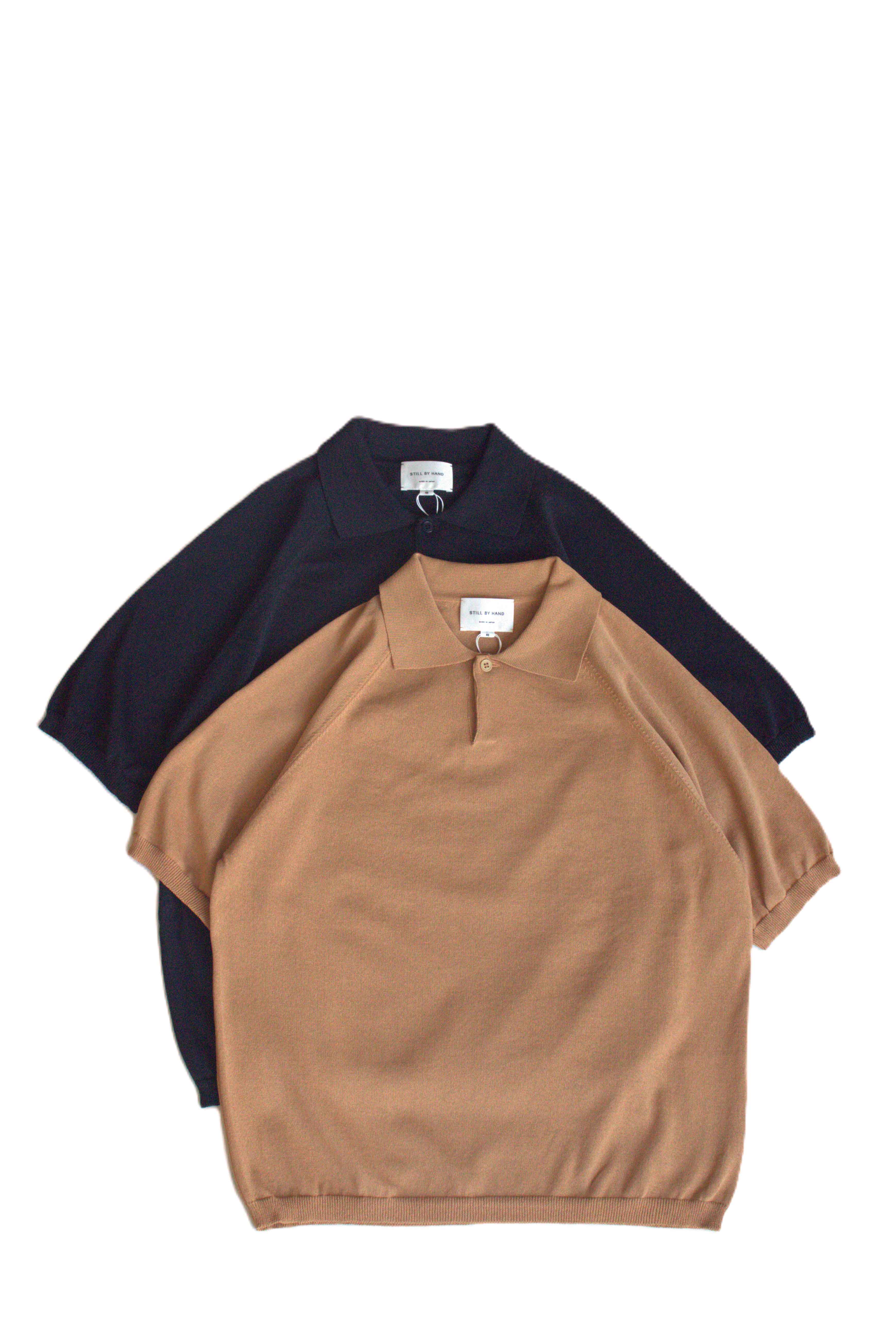 Still by hand 和紙ポリエステル ニットポロ KN02252