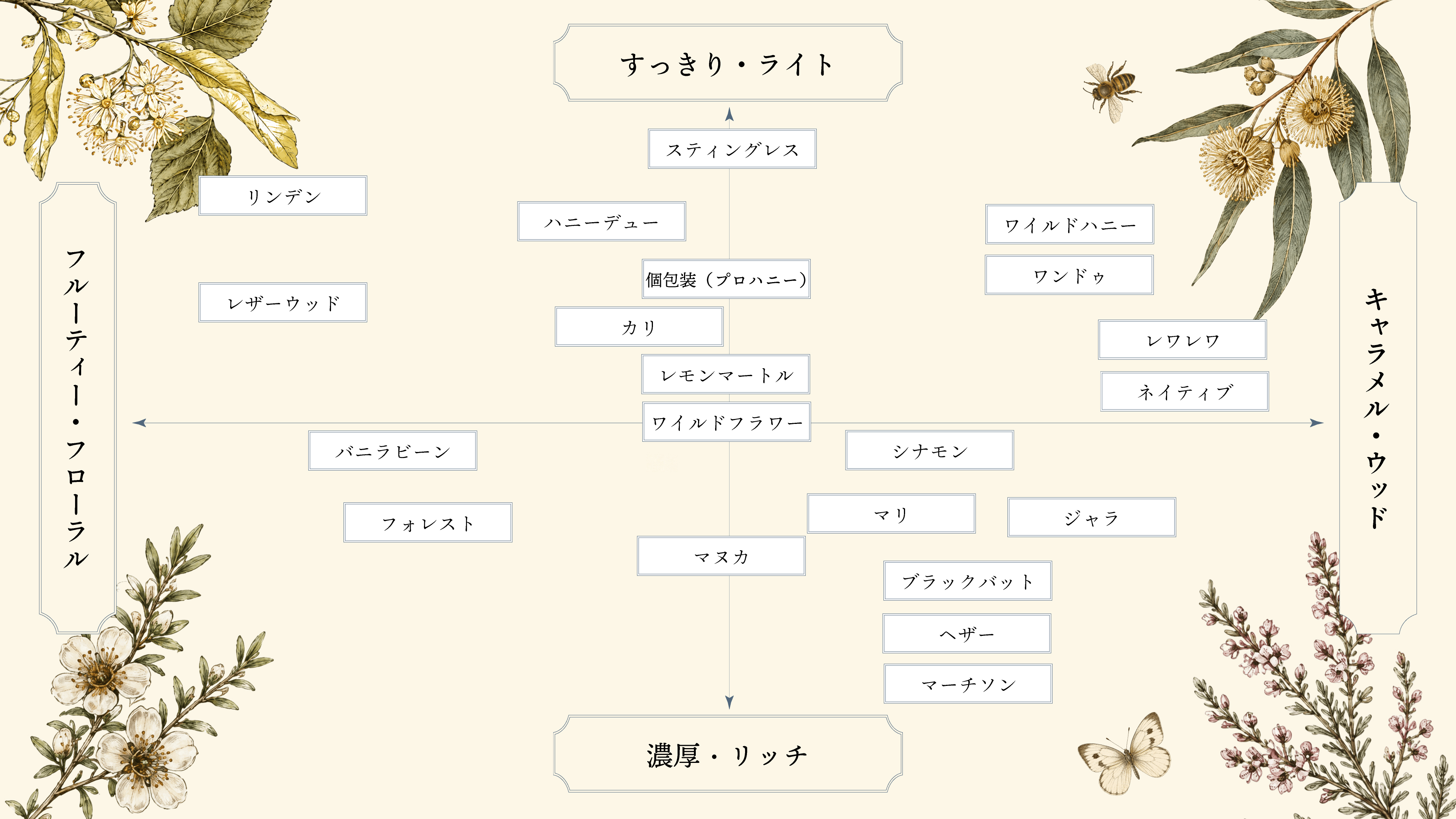 はちみつ選びがもっと楽しくなる「はちみつ味わい比較マップ」を作りました