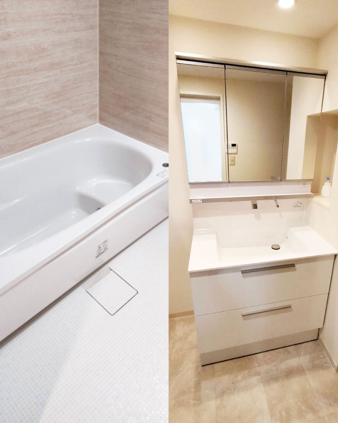 【お風呂の施工事例】マンションリモデル WYシリーズ 1418  ＆ TOTO洗面化粧台 オクターブ