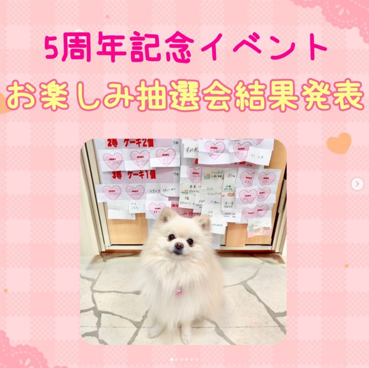 5周年記念イベントお楽しみ抽選会結果発表♪