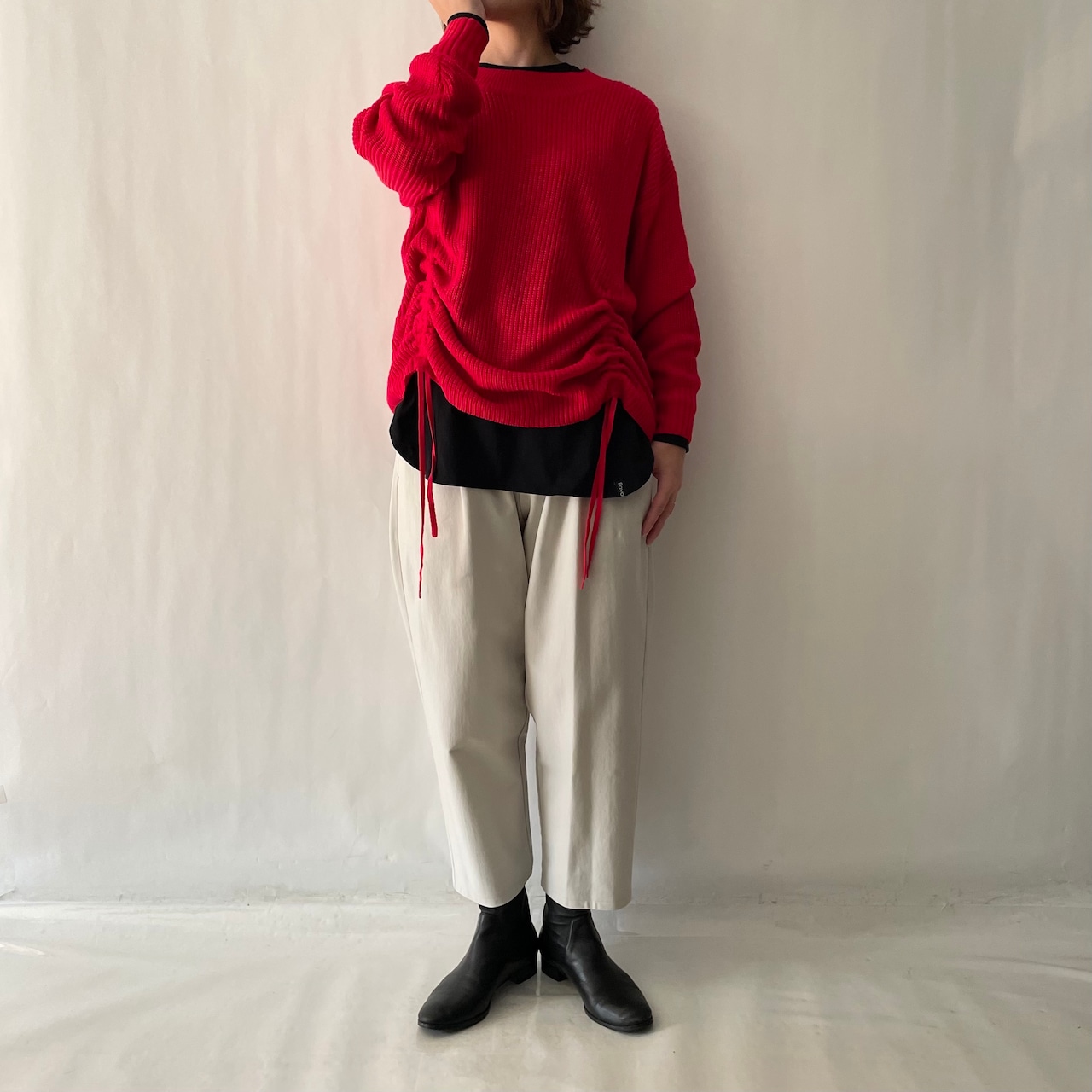 残りわずか!裏起毛エッグパンツ(ライトグレー)