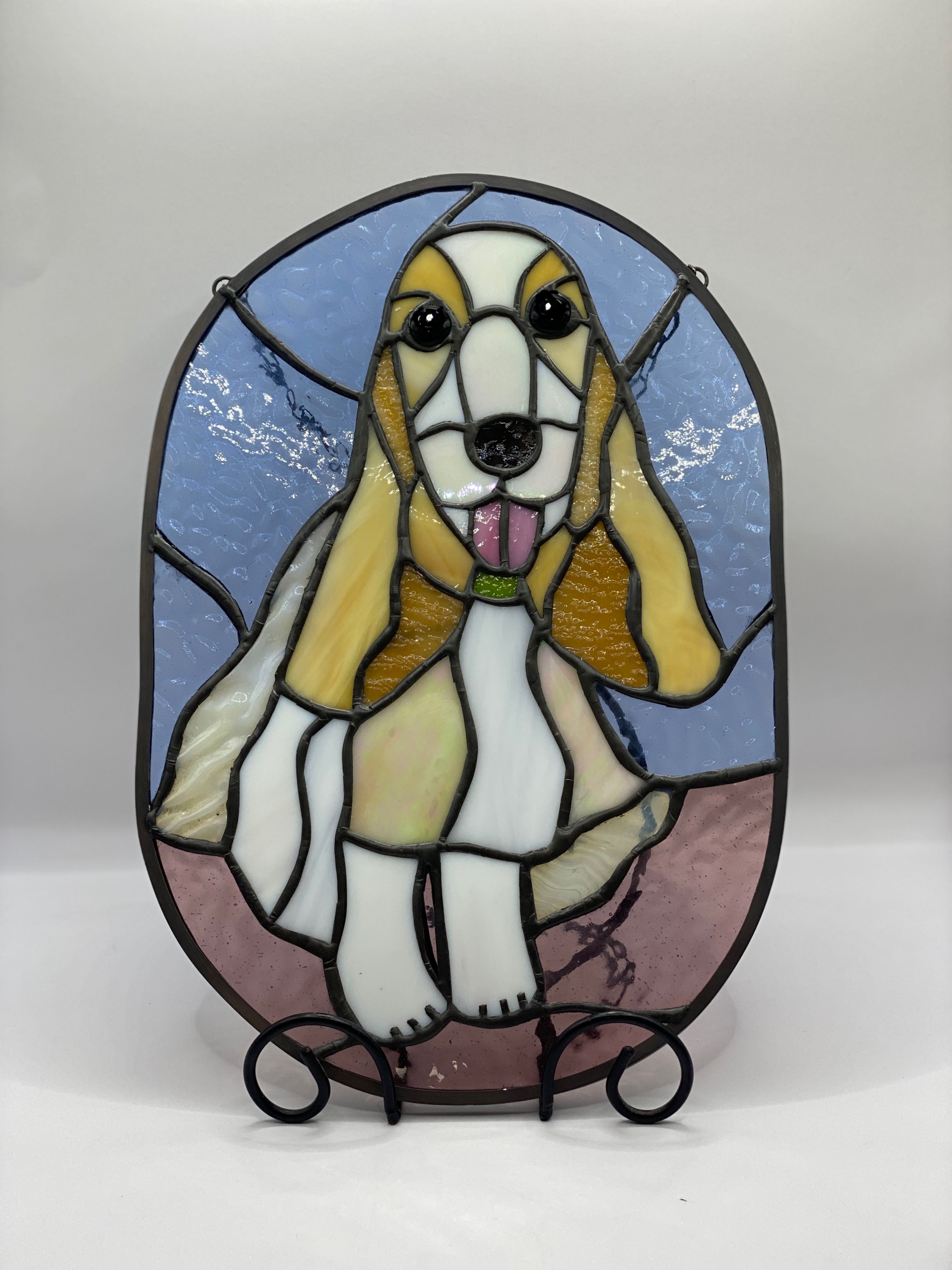 イングリッシュコッカー似顔絵ステンドグラスパネル
