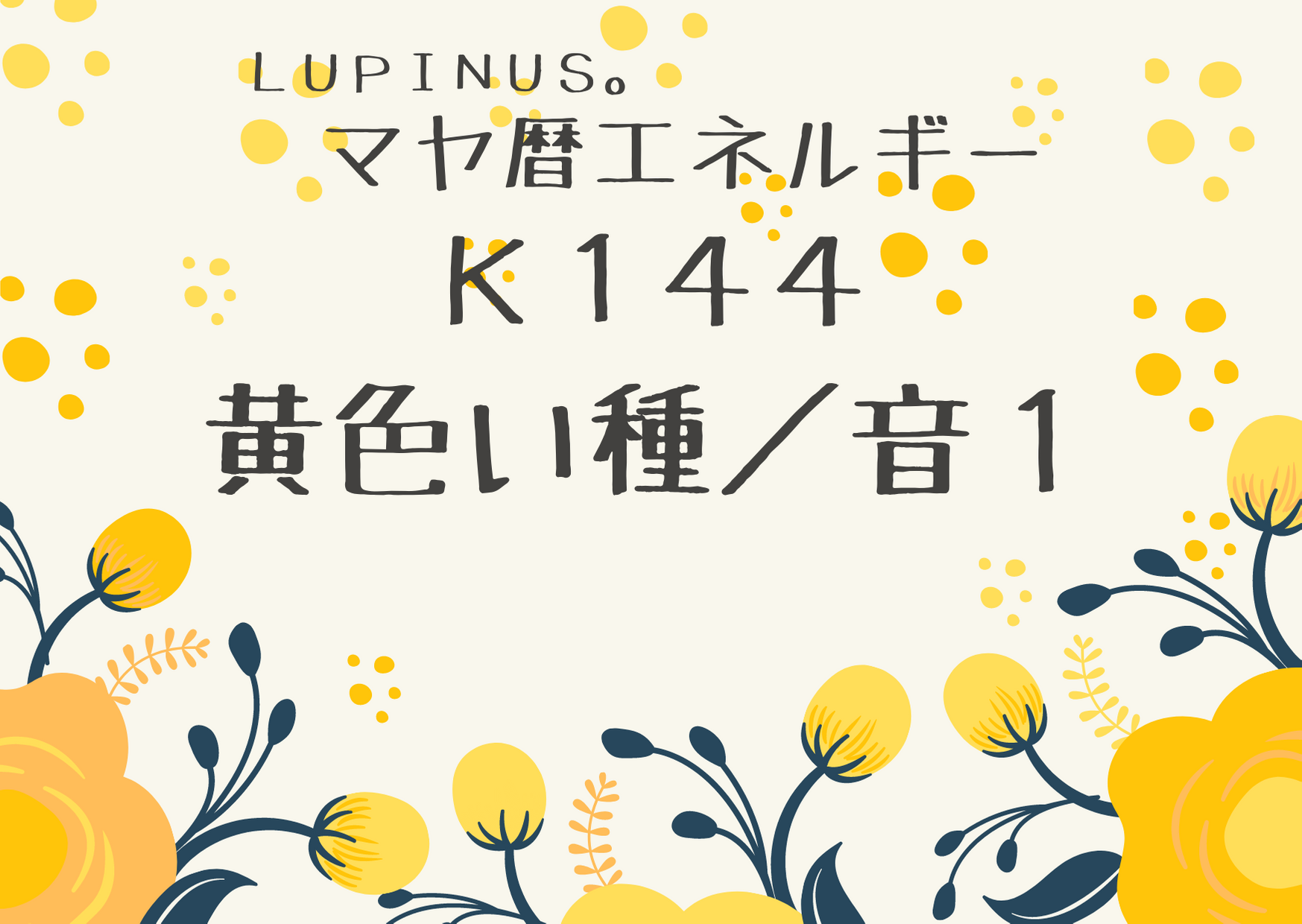K１４４　黄色い種の１３日間が始まるよ！種は柔らかく！