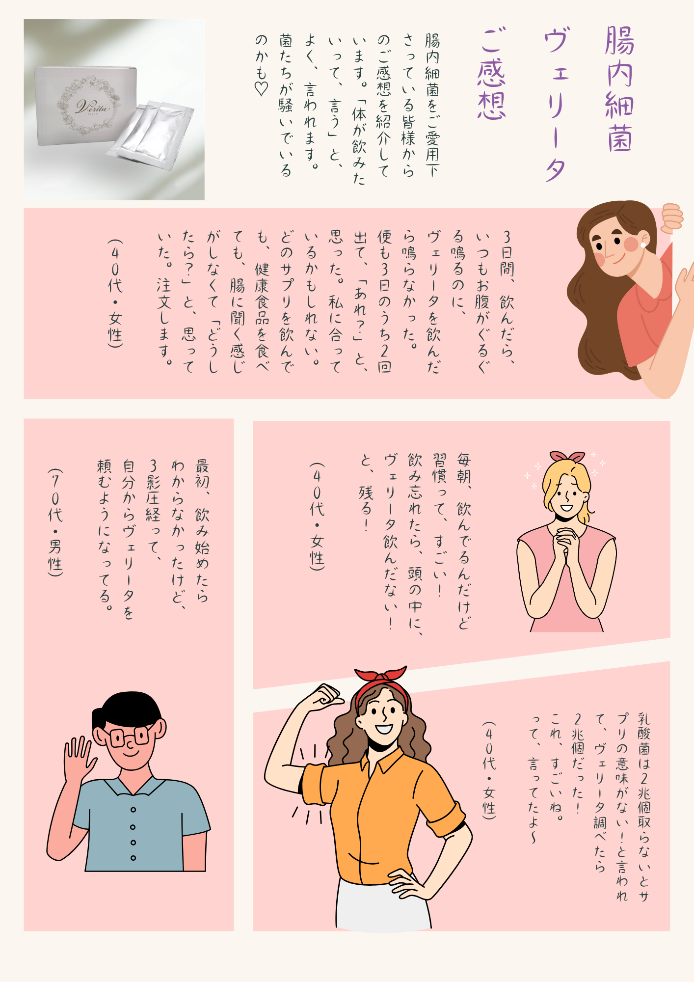 腸内細菌ヴェリータのご感想をご紹介します♡