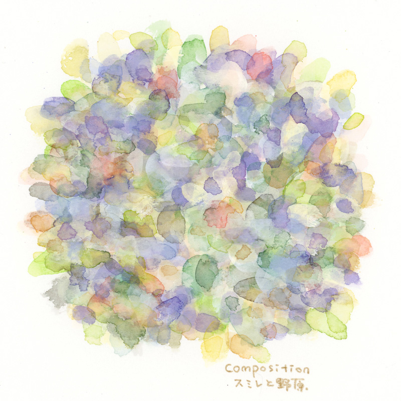 色彩スケッチ-スミレと野原