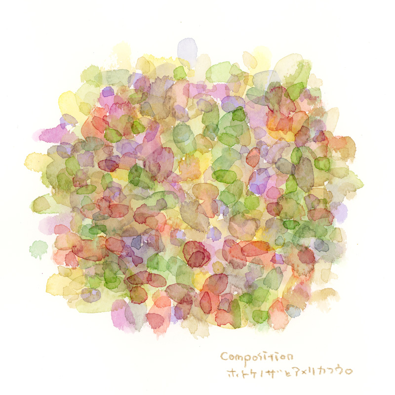 色彩スケッチ-草むらとホトケノザ