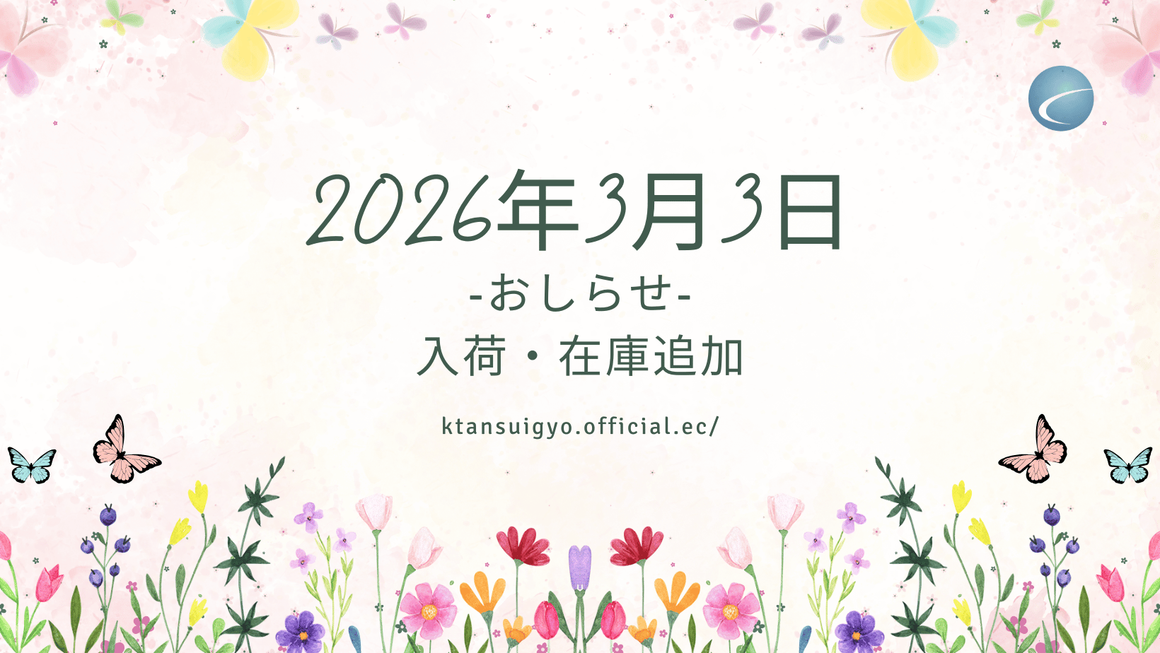 【入荷・生体】2026年3月3日
