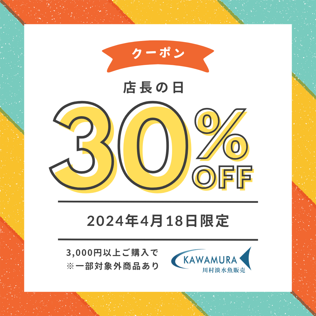 【今月の店長の日・クーポン】4月18日限定　店長クーポン　30％OFF　配布いたします