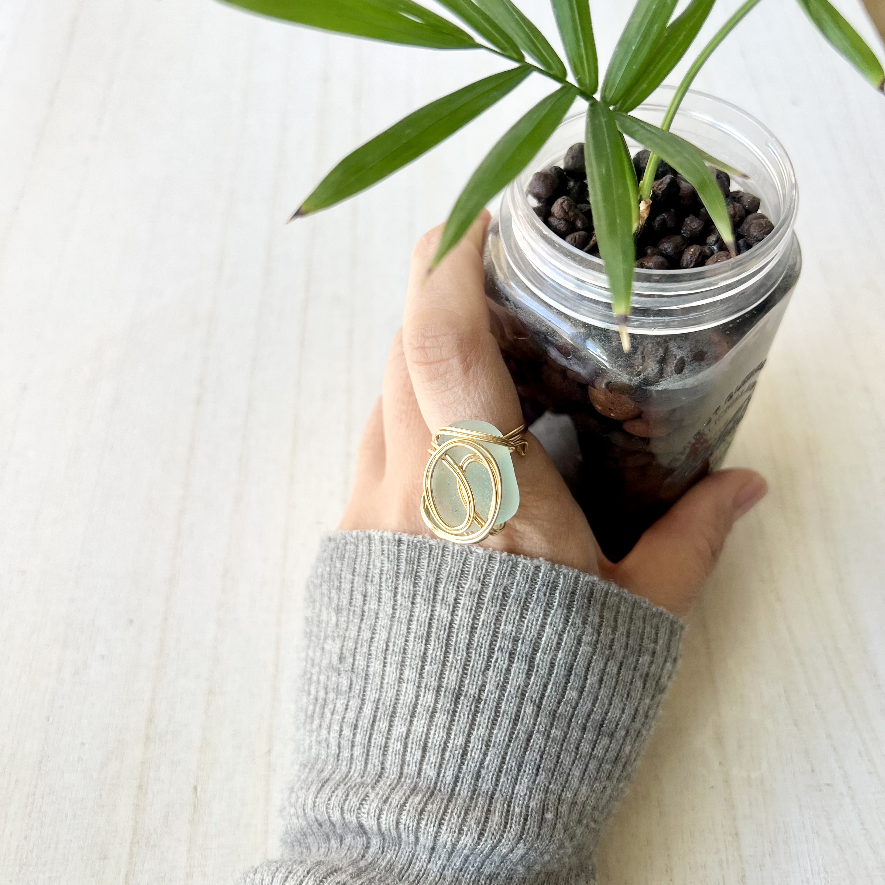 ご機嫌になるシーグラスリング