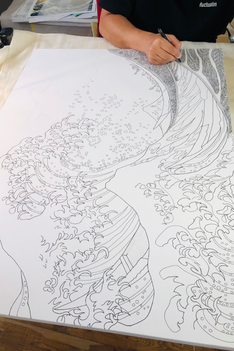 ラスタカラータッチ版「富嶽三十六景 神奈川沖浪裏（ふがくさんじゅうろっけい かながわおきなみうら）」