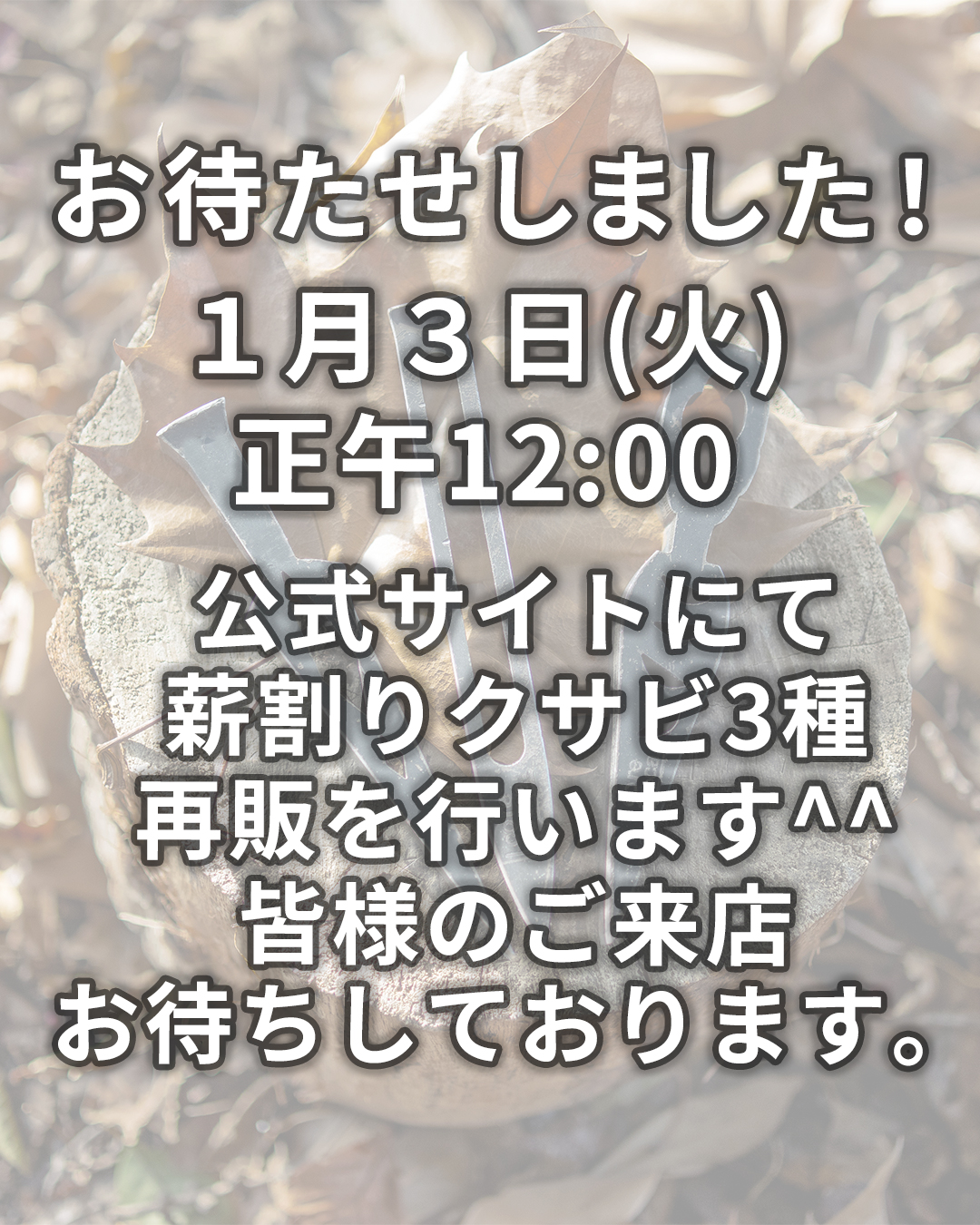 2023年1月3日(火)正午12:00より再販！