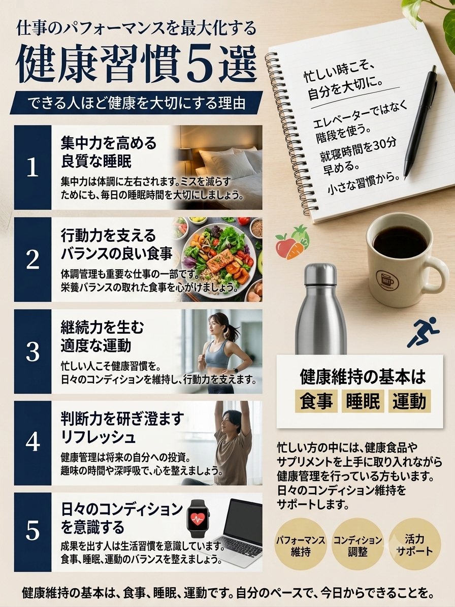 仕事のパフォーマンスと健康の意外な関係|できる人ほど健康を大切にする理由
