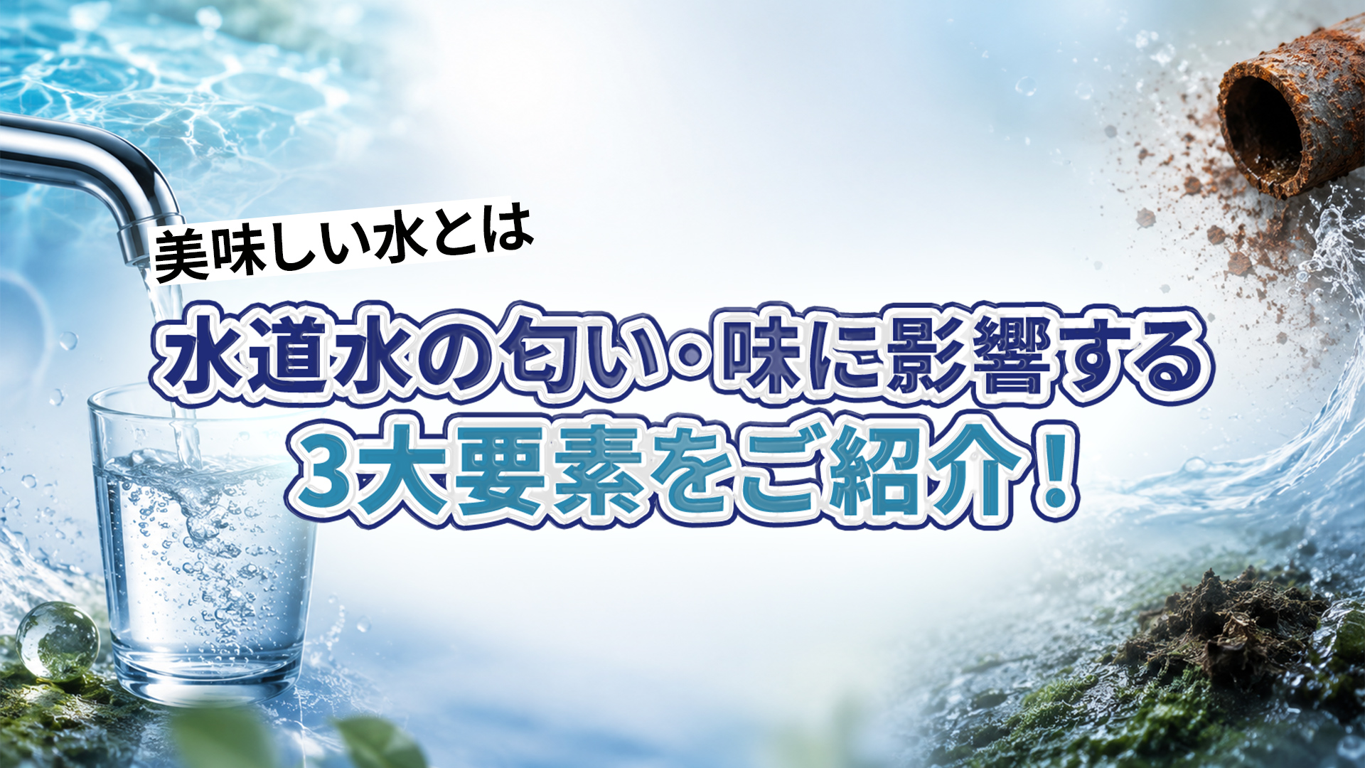 【美味しい水とは】水道水の匂い・味に影響する3大要素をご紹介!