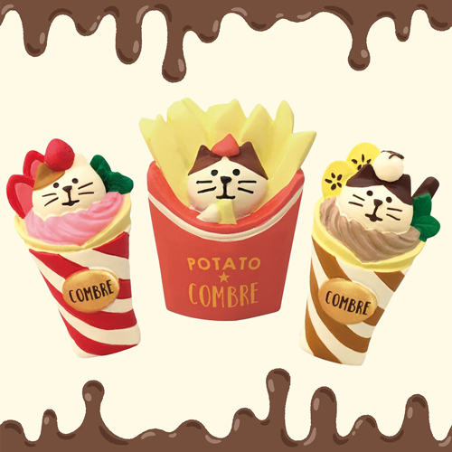かわいい猫雑貨 concombre シリーズの『にゃんクレープ』『にゃんポテト』が入荷しました♪