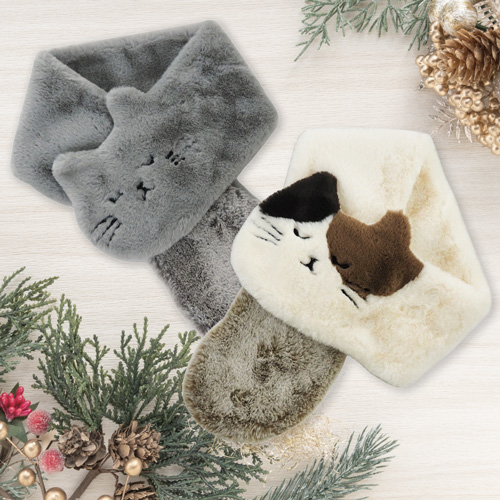 リアル猫ちゃんのような触り心地♡もこもこ&ふわふわの猫型マフラーの登場です♪