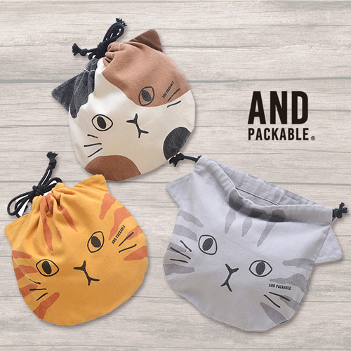かわいい♡３ニャンズの巾着ポーチ＆ランチ巾着が入荷しました♪