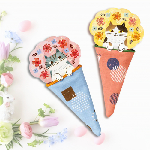 かわいい猫ちゃんの『ブーケ型ハンカチギフト』が入荷しました♪