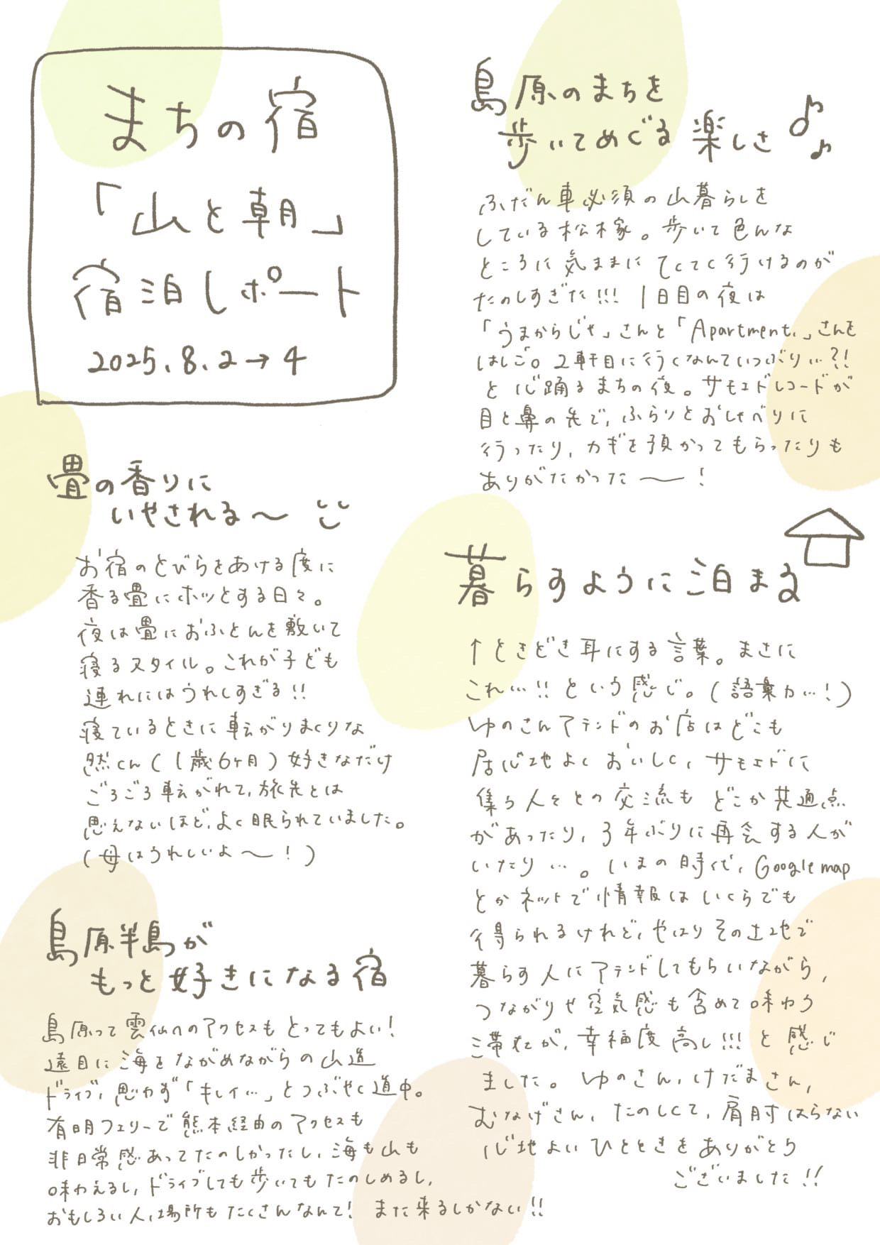 宿泊レポート。