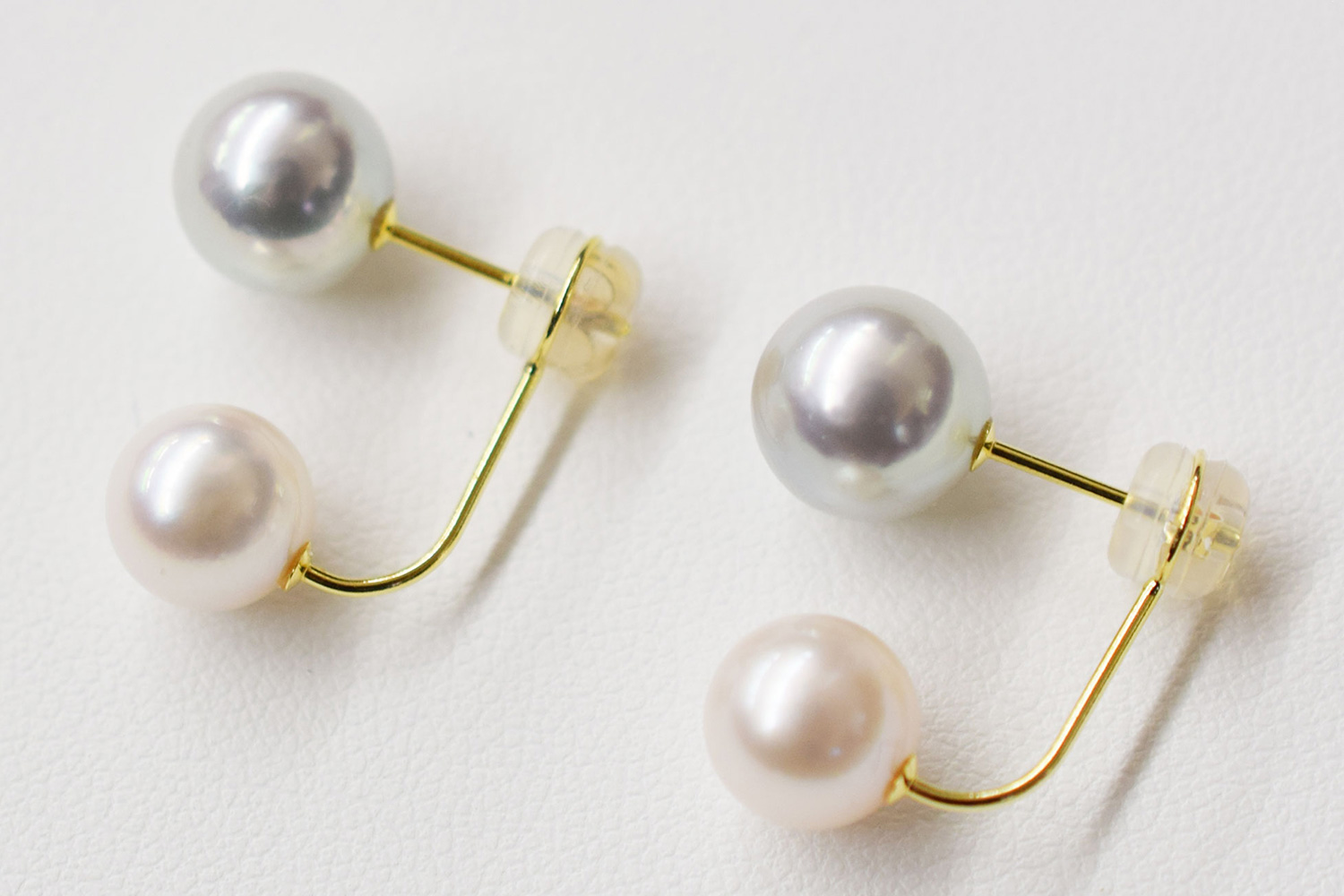 【商品紹介】7.5mm × 8mm L字 ダブルパール ピアス あこや真珠