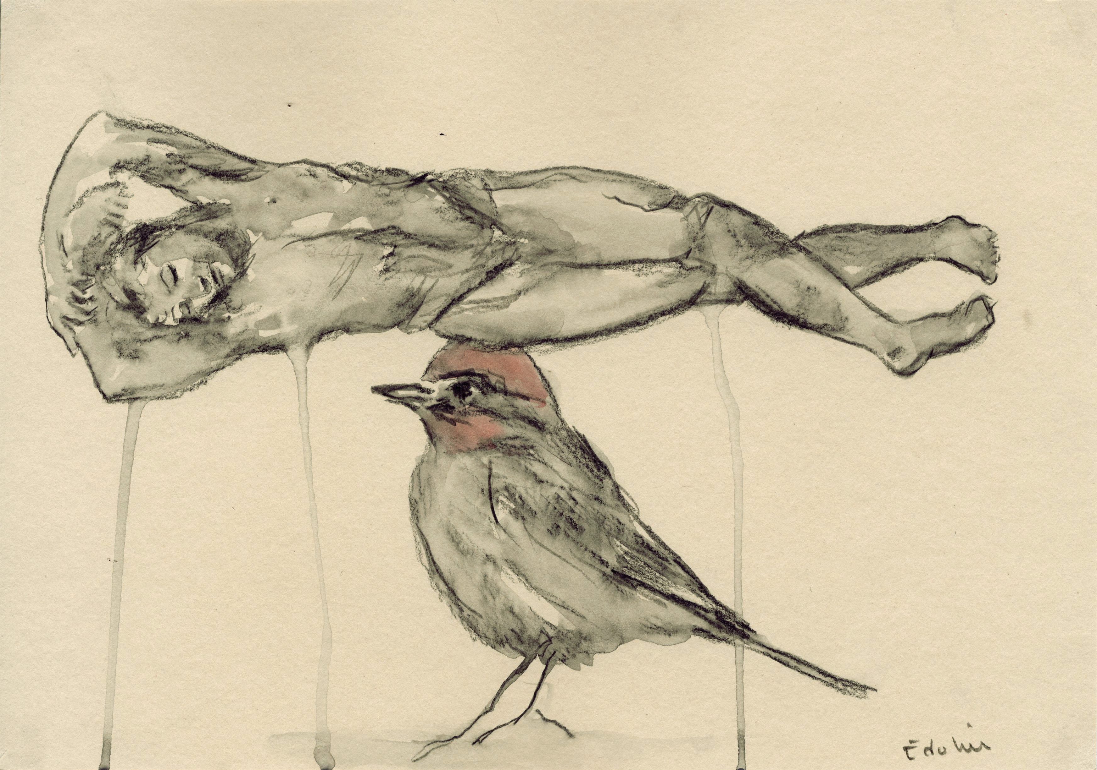 Edi Dubien エディ・ドゥビアン（人と赤い顔の鳥）